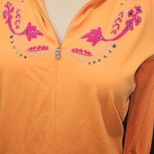 Bogner Orange and Pink Embellished Hoodie